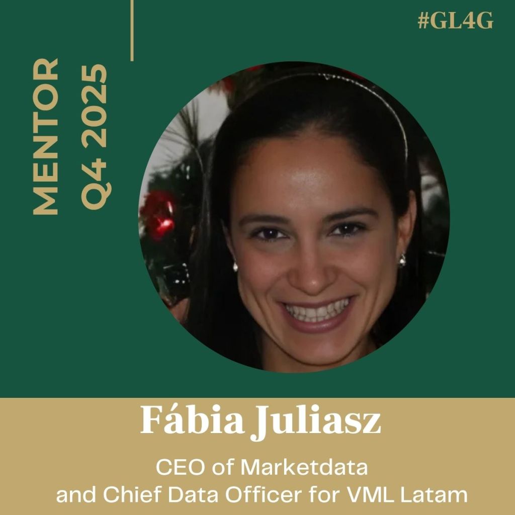 Portrait of Fábia Juliasz, CEO of Marketdata and Chief Data Officer for VML Latam, featured as a mentor for Q4 2025.