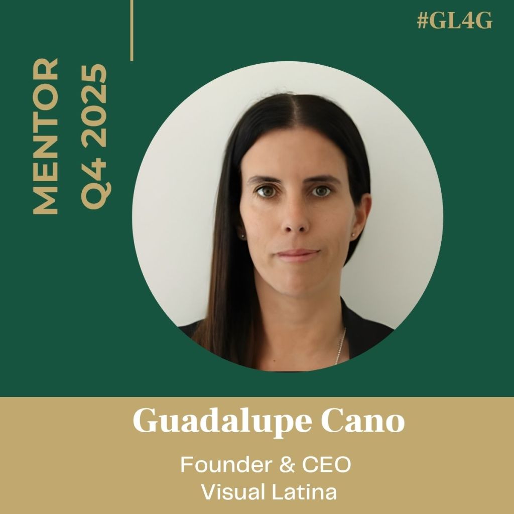 Portrait of Guadalupe Cano, a mentor for Q4 2025, identified as the Founder and CEO of Visual Latina.