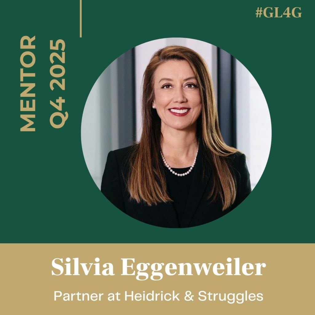 Portrait of Silvia Eggenweiler, a mentor for Q4 2025, wearing a black blazer and pearl necklace, with a professional background. She is a Partner at Heidrick & Struggles.